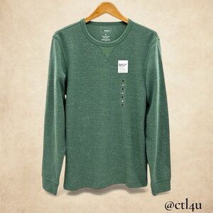 NWT Sonoma Green Long Sleeve Waffle Knit Thermal Men’s Size M